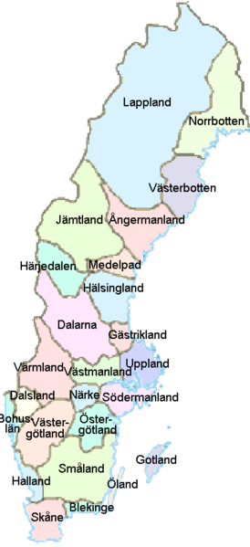 Landkarte Schweden (Karte der Provinzen) : Weltkarte.com - Karten und
