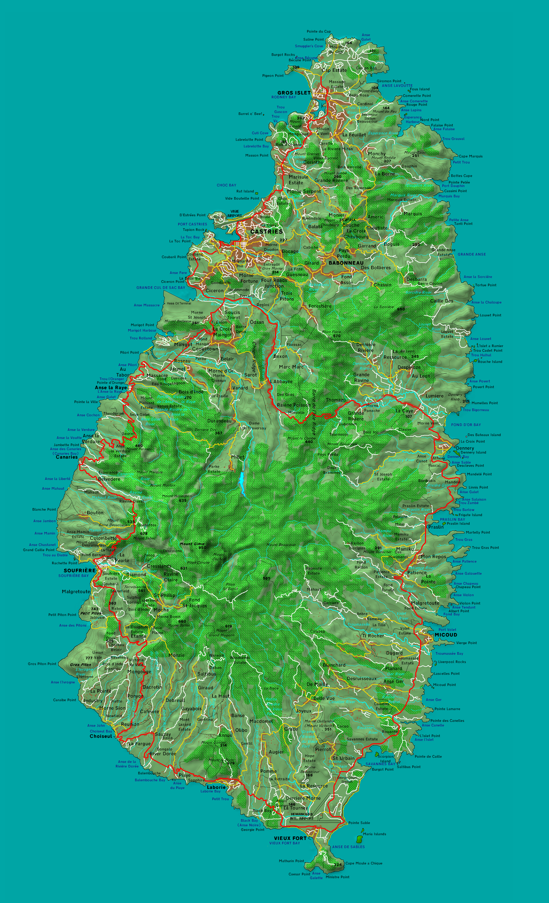 Landkarte Saint Lucia