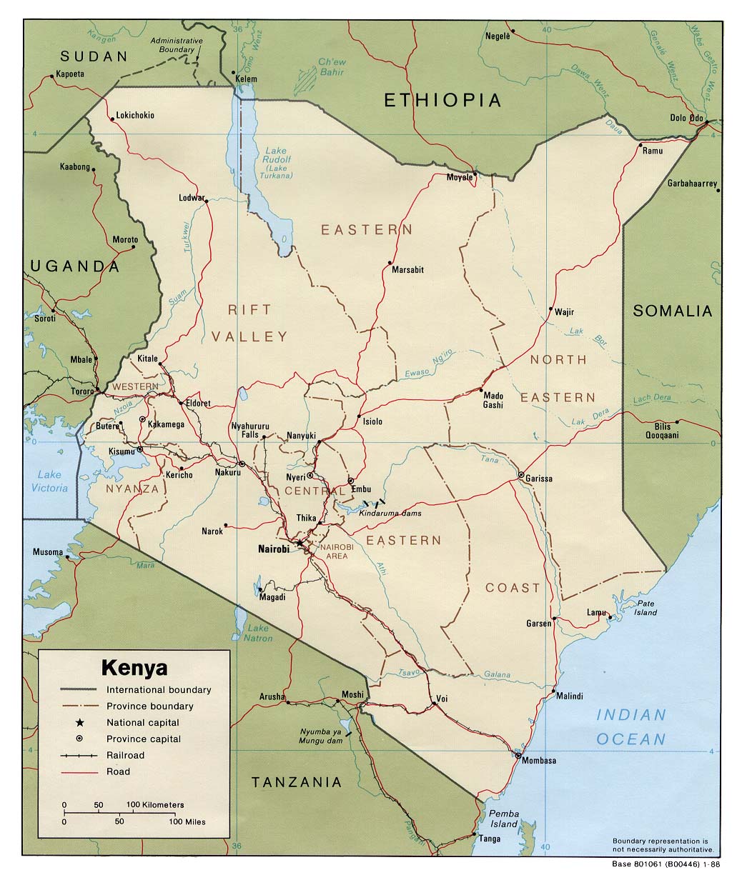 Politische Karte Kenia