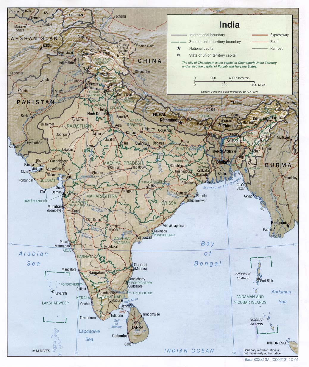 Reliefkarte Indien