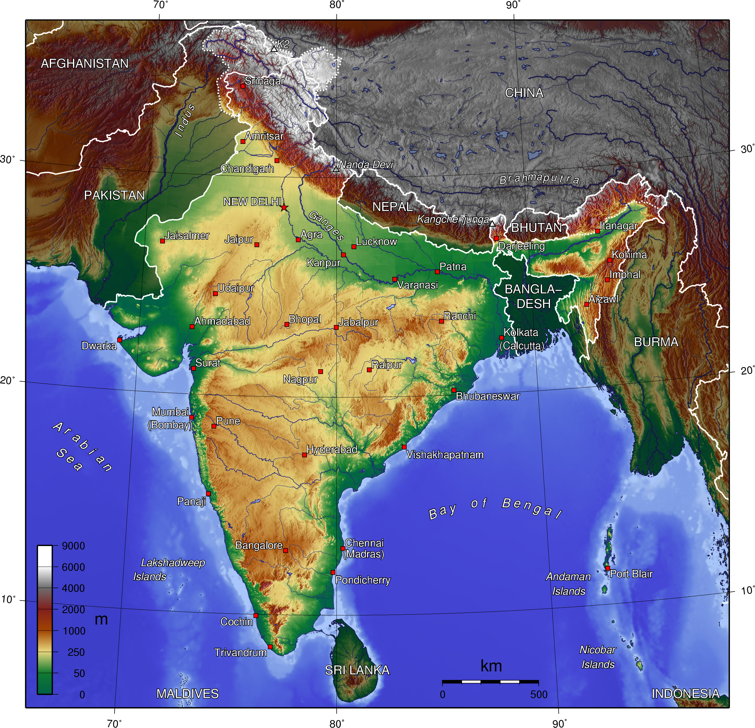 Karte Indien