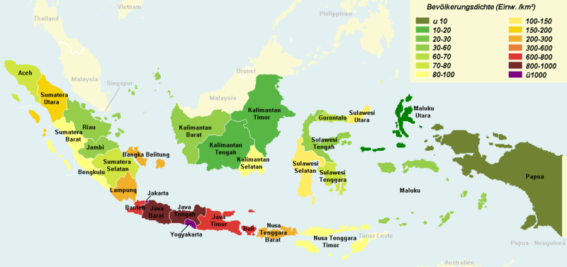 Karte Bevlkerungsdichte Indonesien