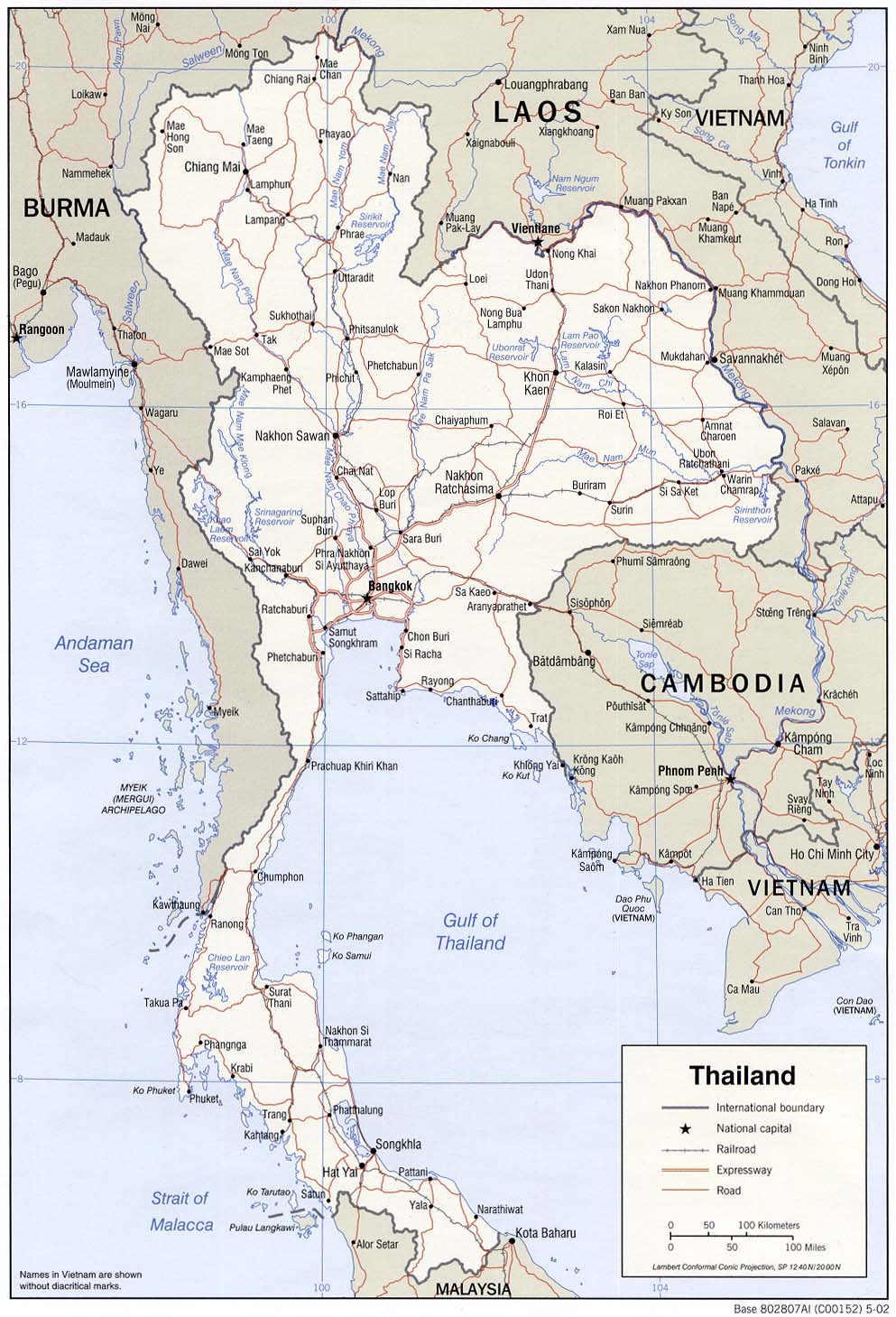 Landkarte Thailand